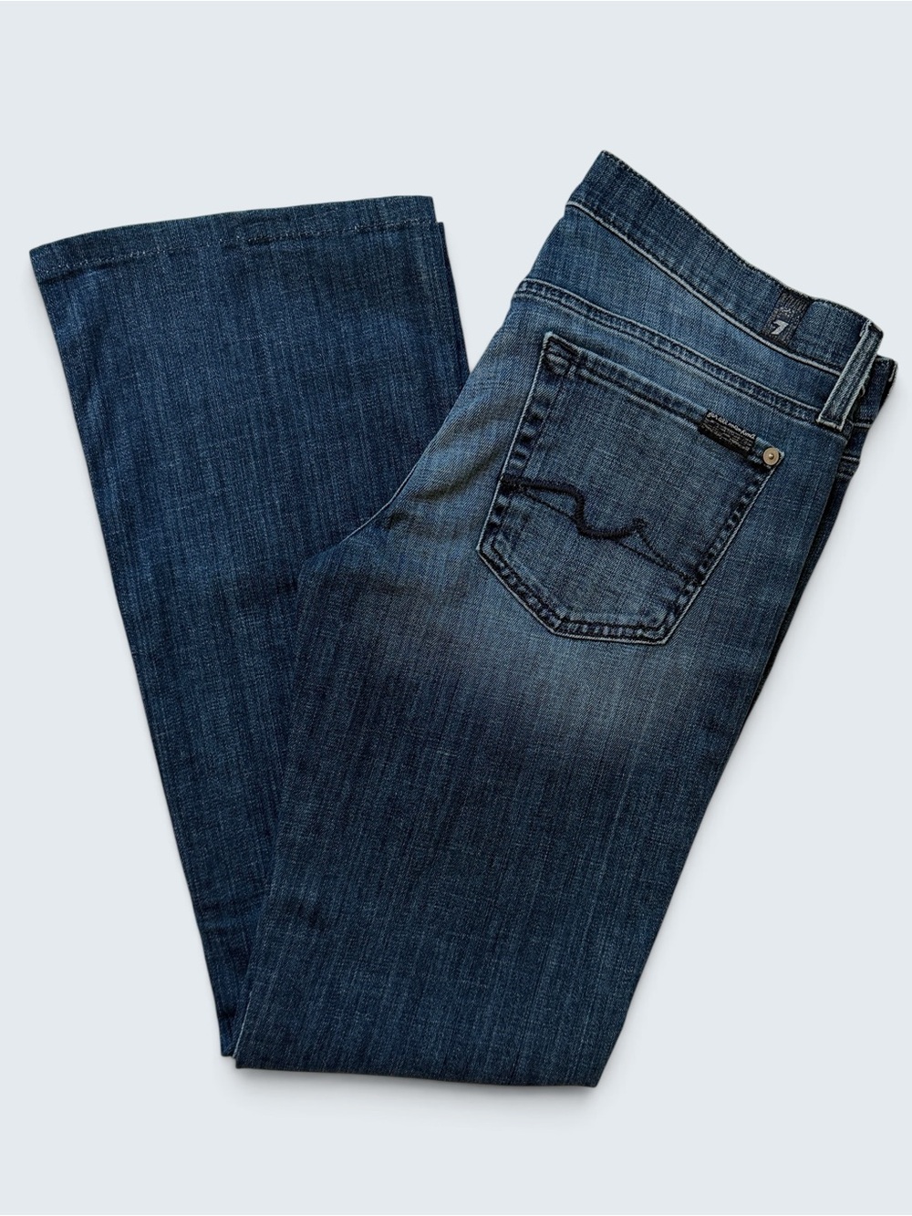 7 For All Mankind Vintage Bootcut Jeans Size 29 Squiggle Pocket Y2K - Picture 7 of 16